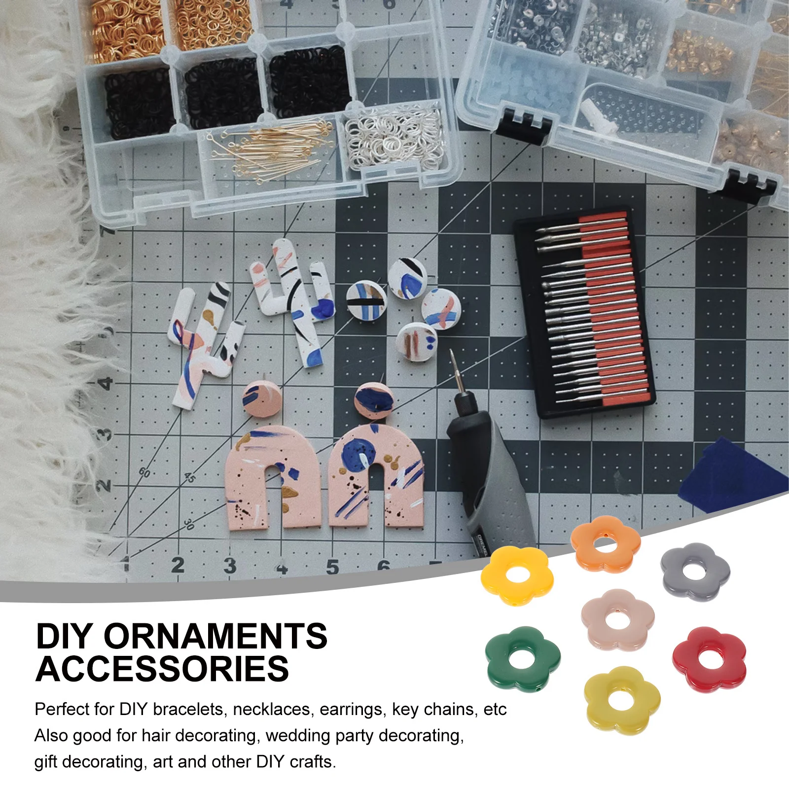 

60Pcs Five-Petal Flower Earrings Resin Charms Smooth Safe Durable for DIY Jewelry Necklaces Bracelets Keychains Cute Fashionable