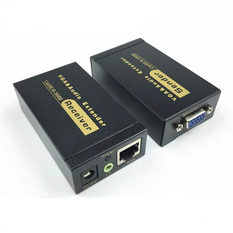 VGA UTP Extender Repeater Up To 100M By CAT5e CAT6 Cable With AV Audio Port