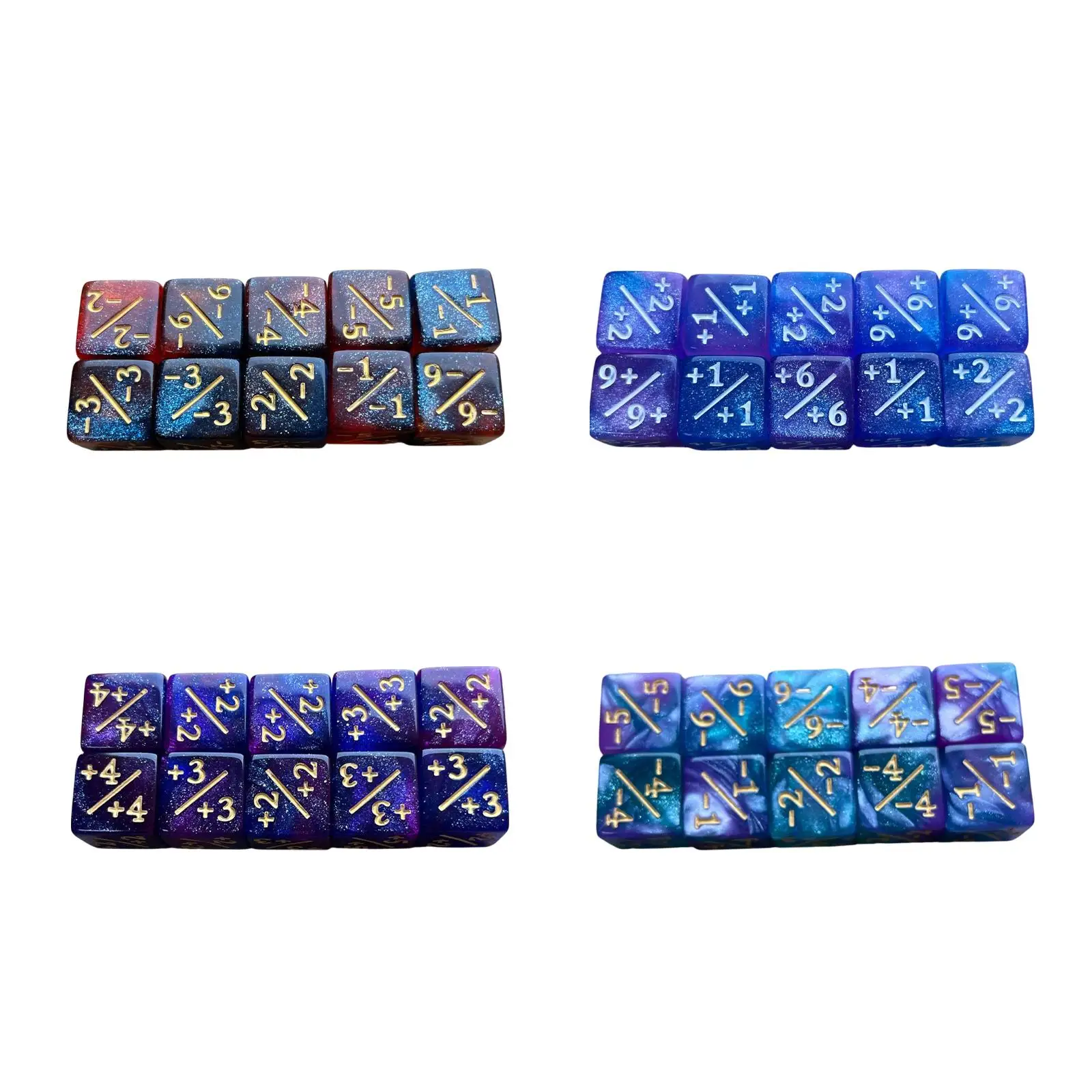 10x Acrylic Digital Dice Board Games Double Colors Square Standard Dice Add Subtract Mathematical Dice