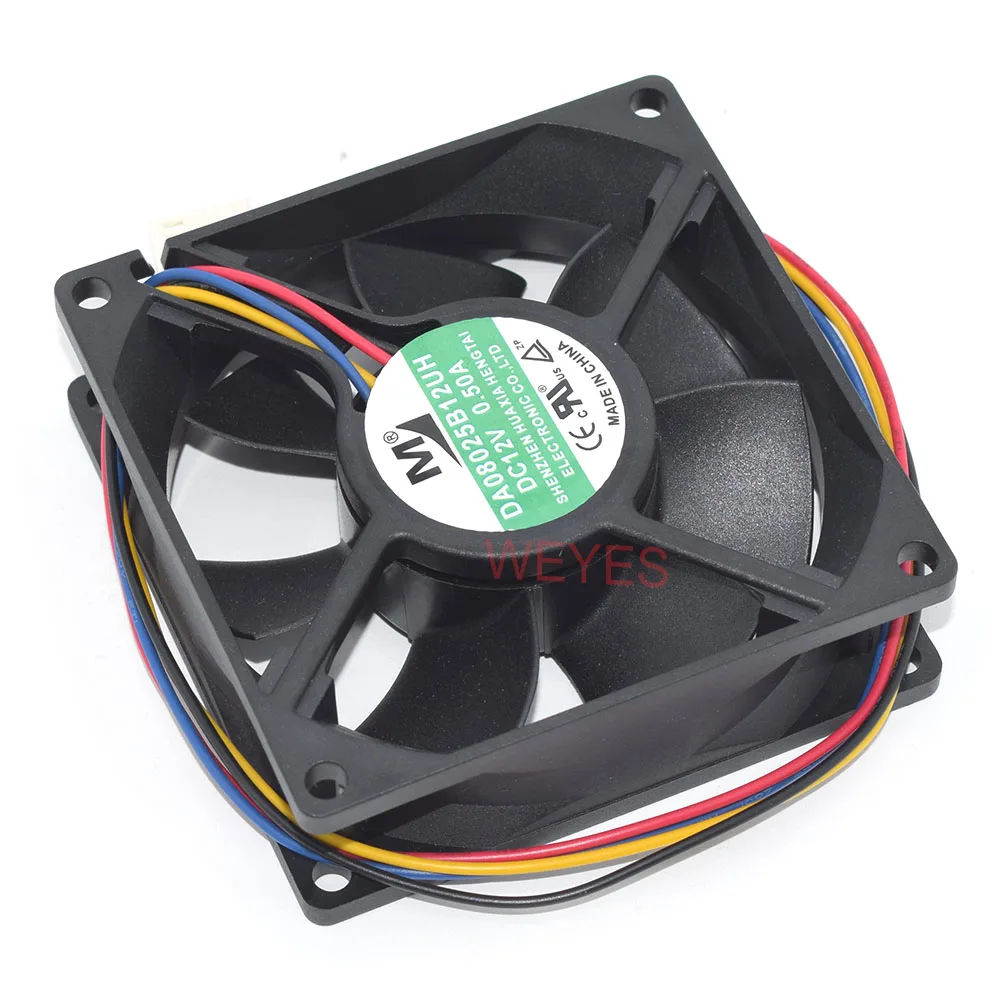 12V Cooling Fan DA08025B12UH New 80MM PSU Cooler 80*80*25MM 0.50A 4Pins