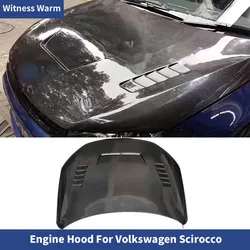 For Scirocco Engine Hood Carbon Fiber FRP Unpainted Volkswagen Scirocco Bonnets engine Covers