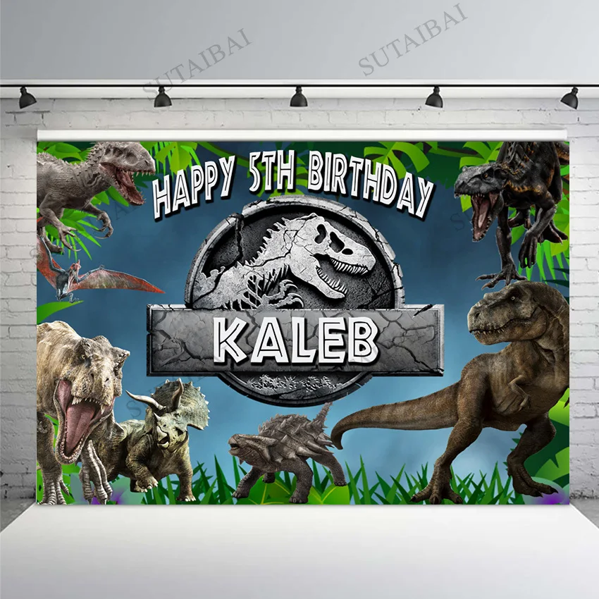 Jurassic World Background Photography Studio for Birthday Boy Customize Photo Backdrops Dinosaur Party Decorations