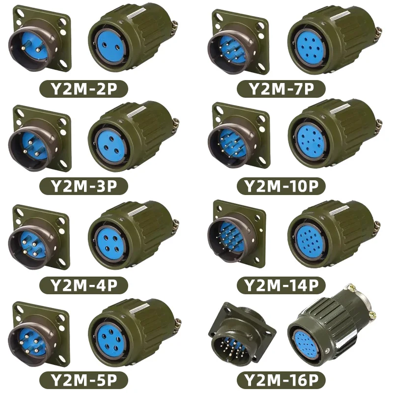 Y2M Connector 2/3/4/5/7/10/14/16 Pin YP21 21mm Aviation Plug Aviation Socket Male Female Cable Joint Connector