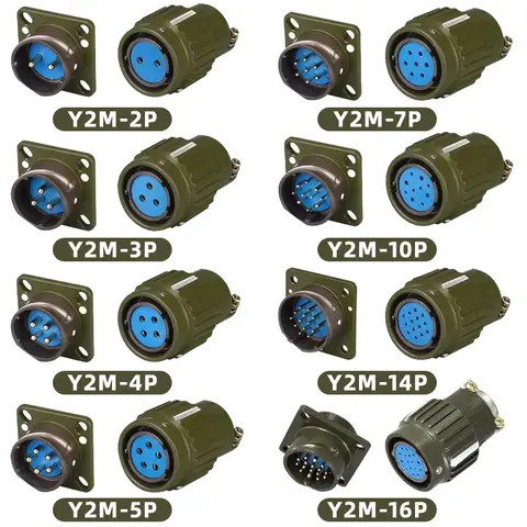 Connecteur Y2M 2/3/4/5/7/10/14/16 broches YP21 21mm, prise d'aviation, connecteur de Joint de câble mâle femelle
