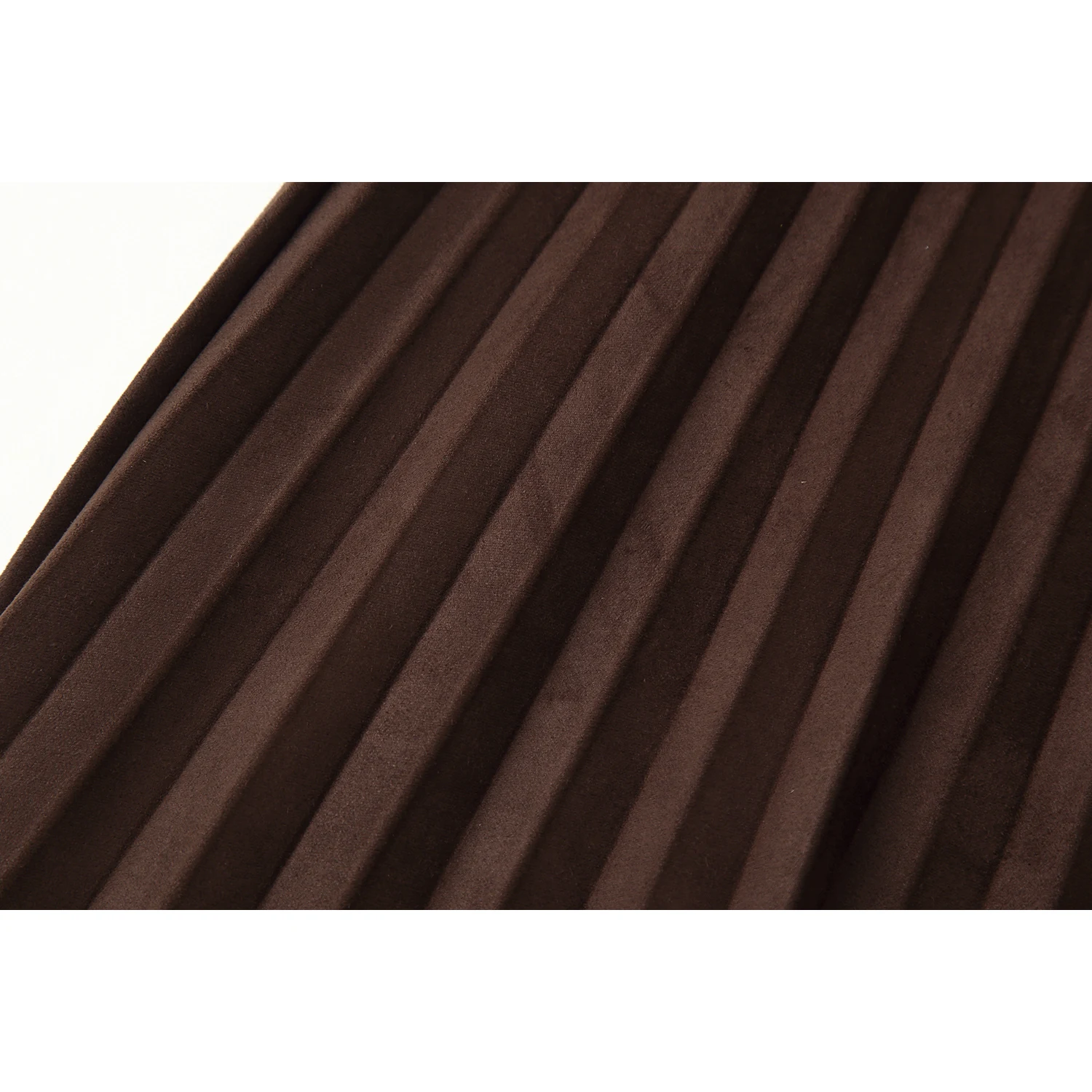 KASLEAD Women's Velvet Effect Pleated Midi Skirt with Belt High Waist Polyester Fiber Casual Sle A-Line Skirt 30252 7