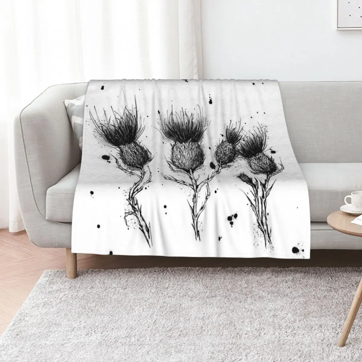 Scotland Ink Symbol Thistle Throw Blanket Polar Hairy Baby Winter beds Personalized Gift Nap Blankets