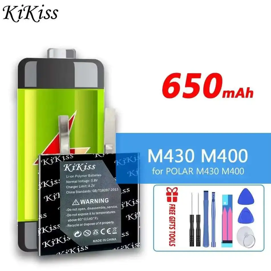 

KiKiss Battery M430 M400 (322826) 650mAh for POLAR M430 M400 GPS Sports Watch Repalcement Bateria