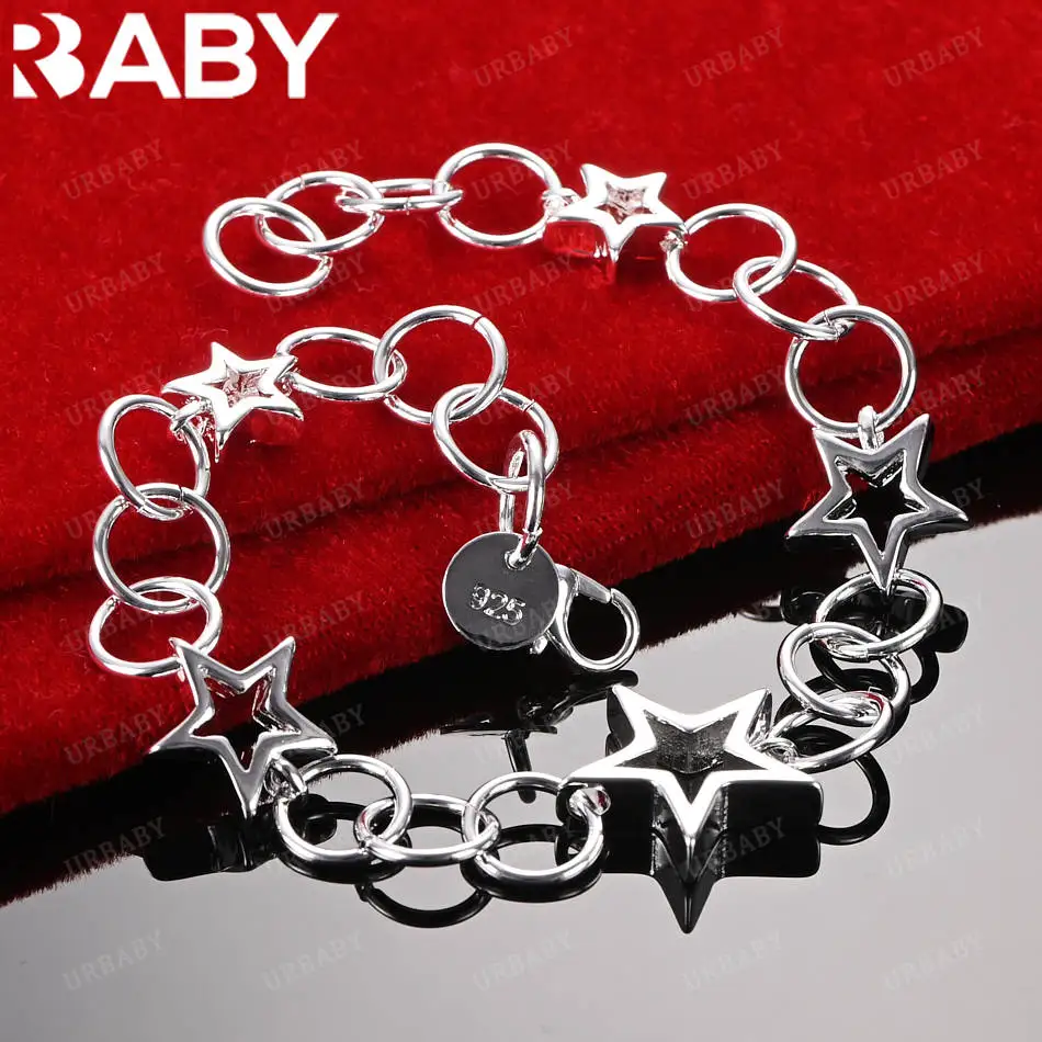 URBABY 925 فضة تصميم سوار للنساء الرجال الأزياء والمجوهرات سحر نعمة نوبل اكسسوارات الزفاف