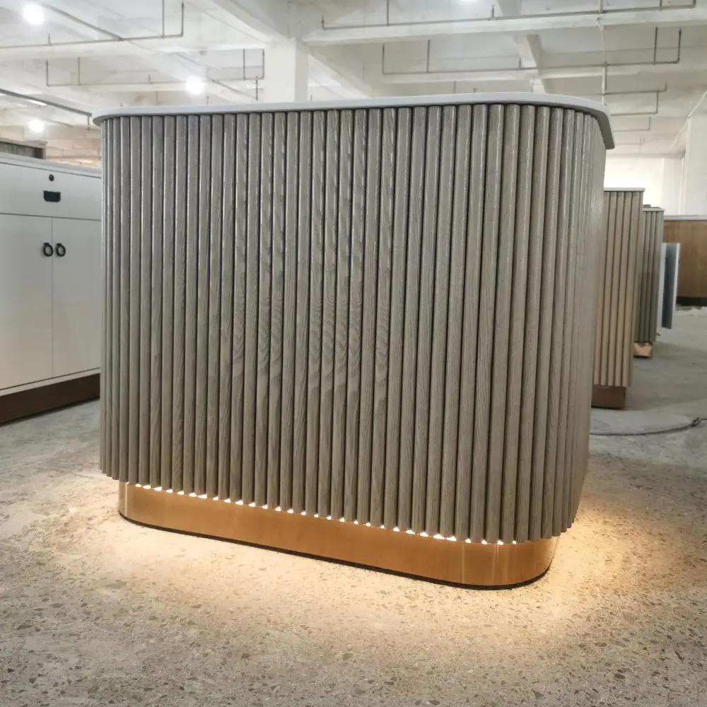 

Современная малогабаритная мраморная стойка ресепшн для офиса, салона красоты, бара, отеля, компании, с LED-подсветкой