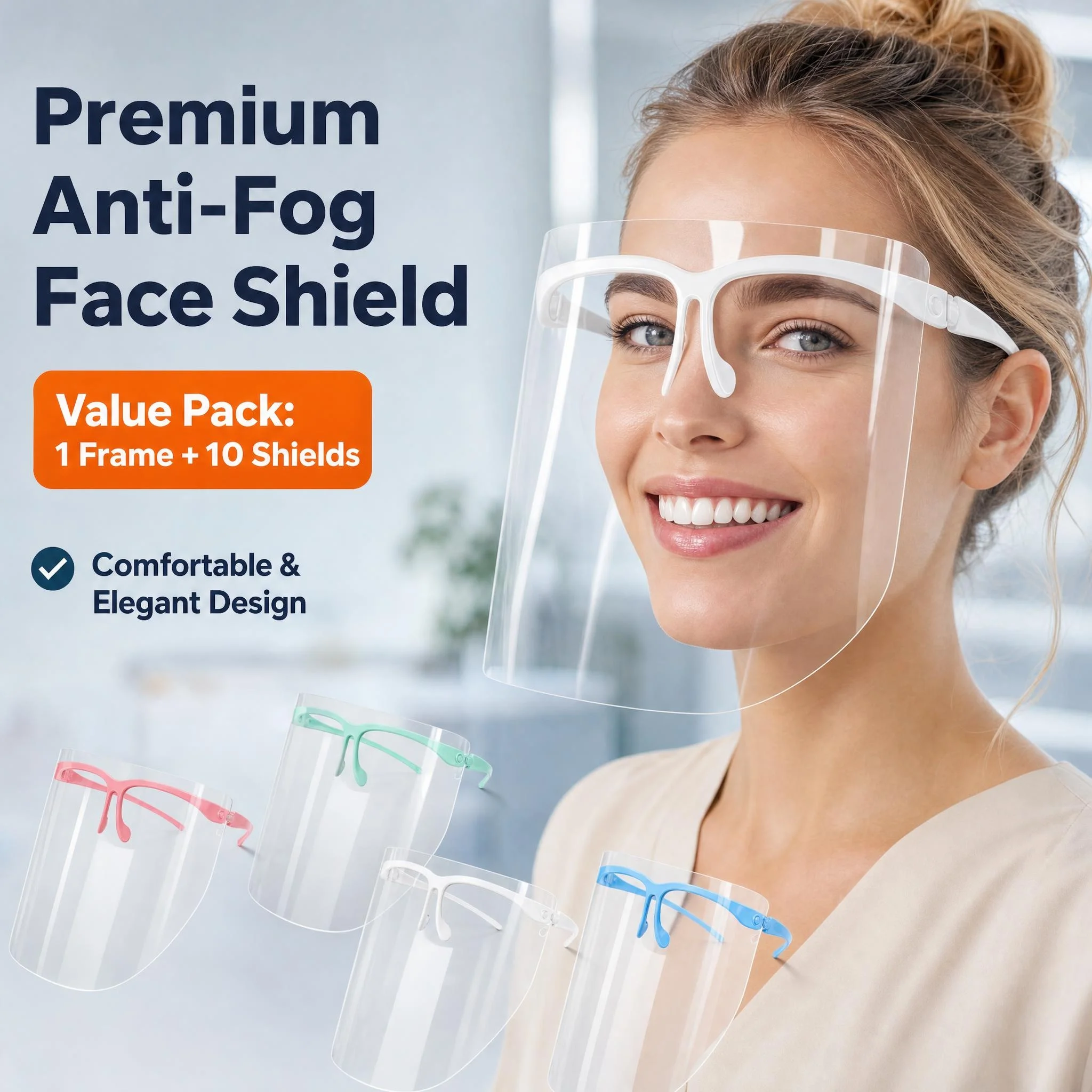 Adjustable Dental Face Shield Guard Shields Protective Mask 10pcs films Visors masks + 1 Frame Anti-Fog Dustproof Lab Equipment