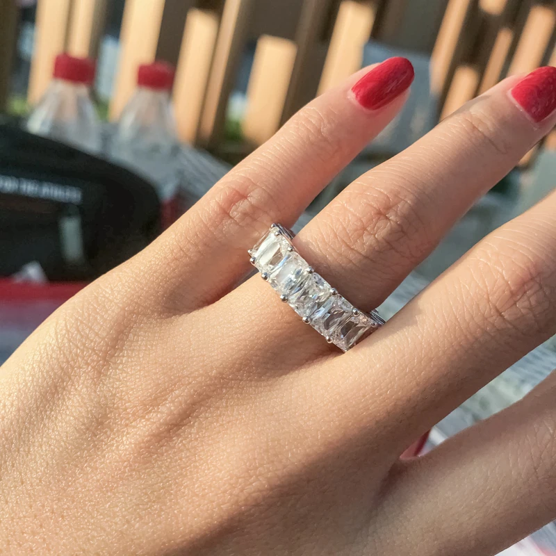 OXTAO الفاخرة الكلاسيكية الرغيف الفرنسي مكعب زركونيا خواتم الخطبة للنساء هدية مجوهرات شعبية النمط الأوروبي والأمريكي