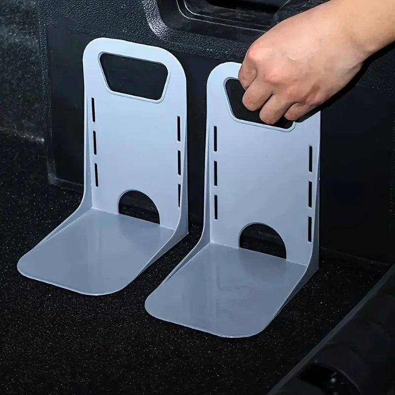 ABS Resin Car Trunk Organizer with Magic Hook, Adhesive Anti-Slip Angle Support Bracket for Secure Storage.
