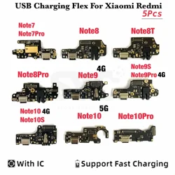 5Pcs New Charger Board PCB Flex For Xiaomi Redmi Note 8 8T 9 9S 7 10 Pro 5G 4G USB Port Connector Dock Charging Ribbon Cable