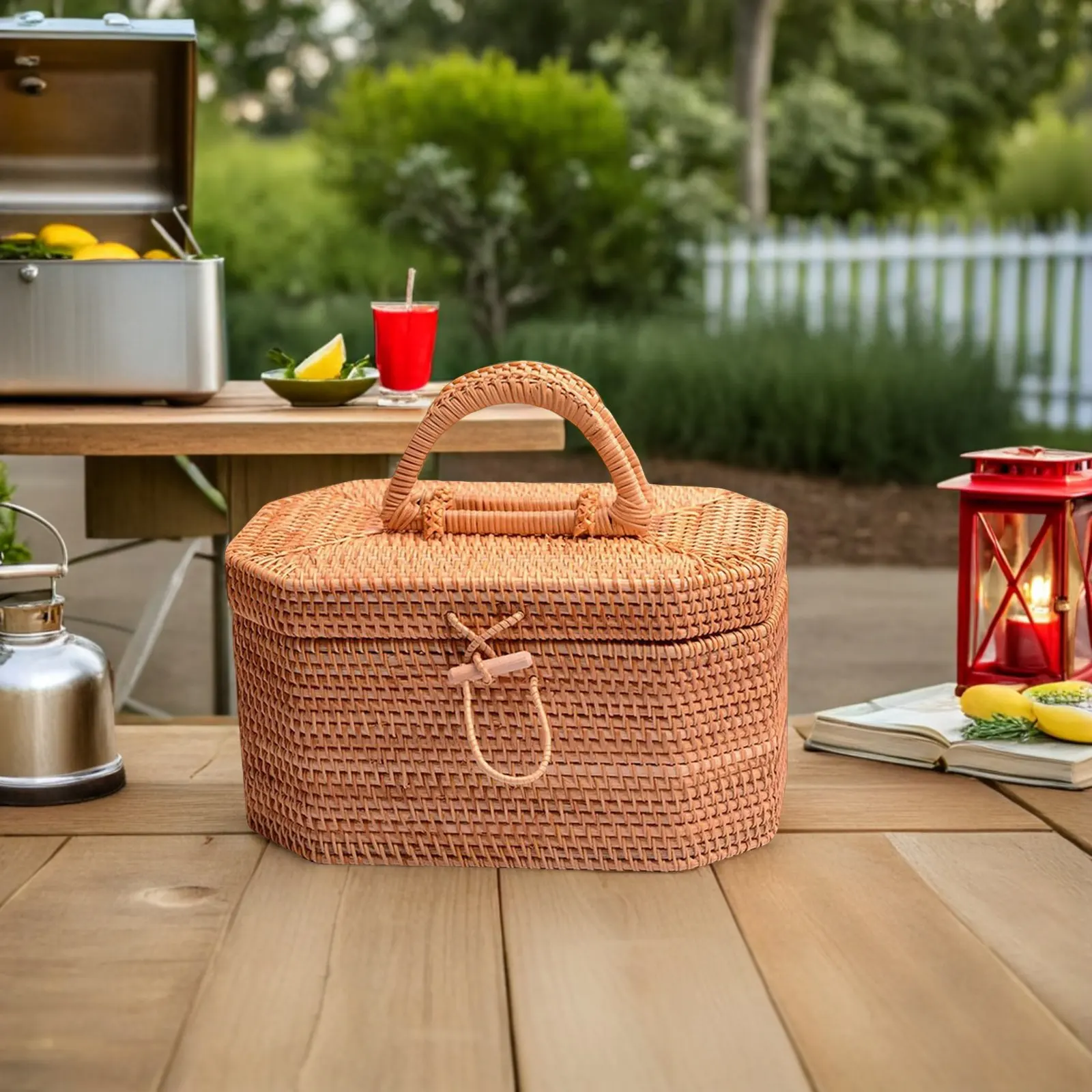 

1Pcs Woven Storage Basket Lightweight Natural Home Decor Fruit Vegetable Holder Portable Basket Multifunctional Storage Box