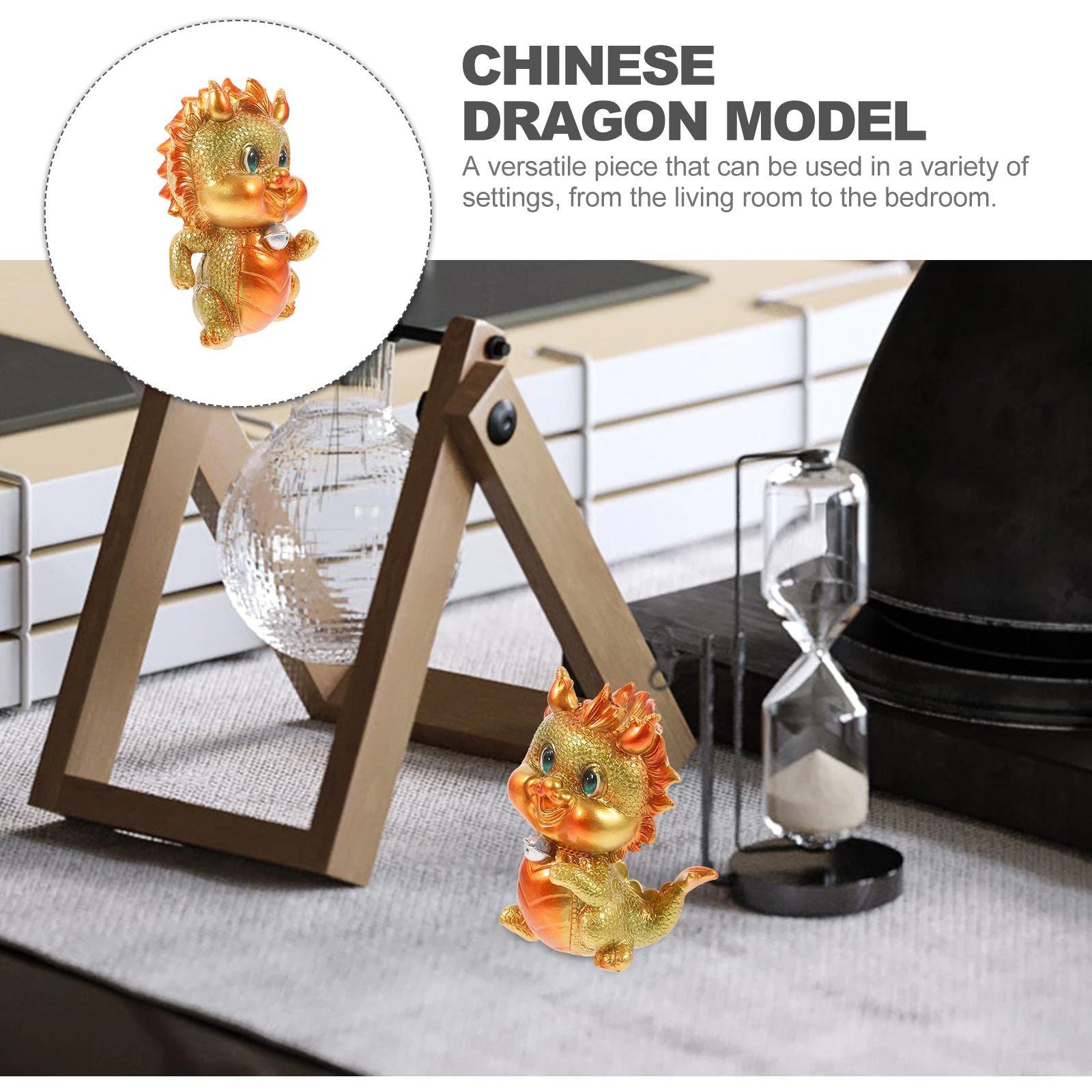 

Golden Dragon Figurine Resin Statue Decor Living Room Bedroom Chinese New Year Ornament Auspicious Small Craft