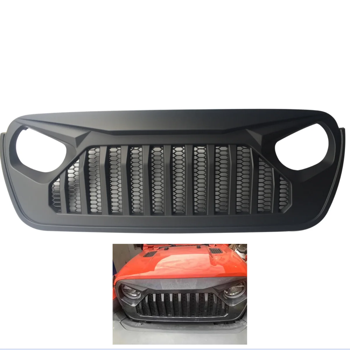 Lantsun لسيارة جيب JL شبكة أمامية من بلاستيك ABS أسود lantsun لسيارة جيب رانجلر JL 2018 + JL1066