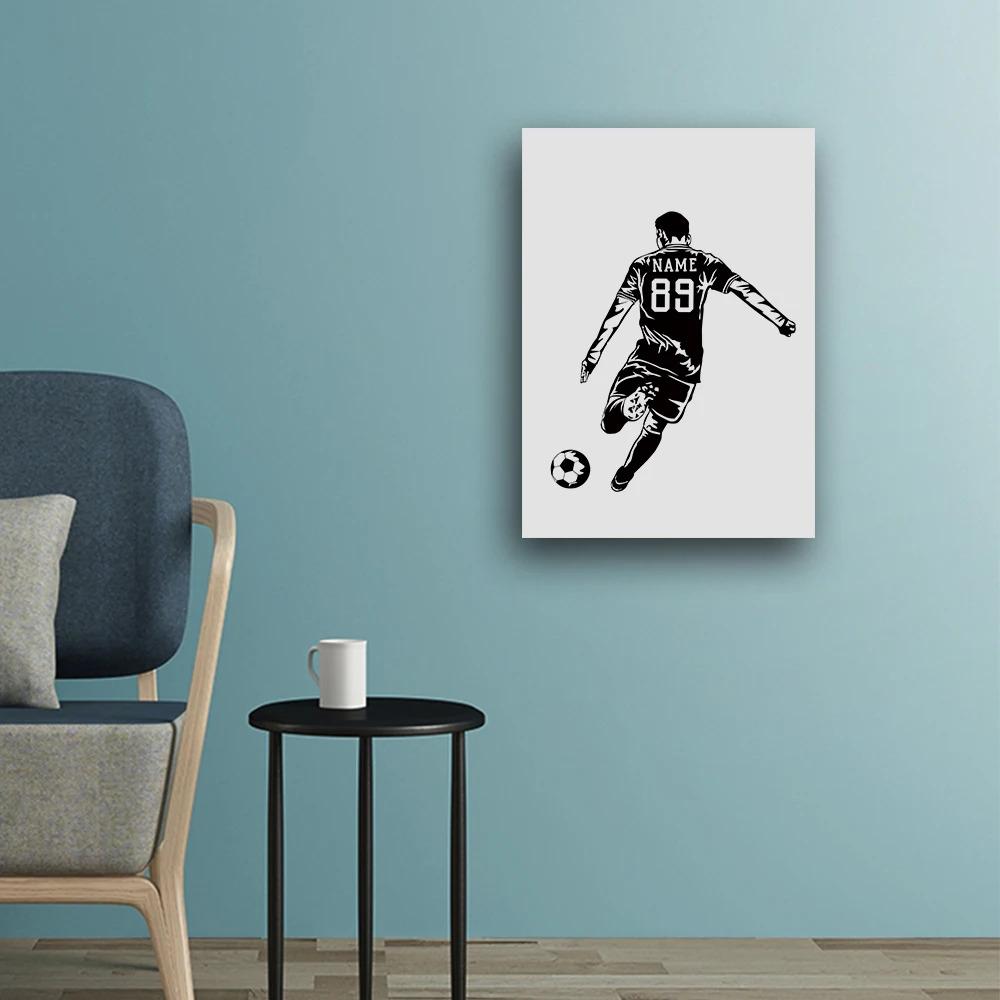 1PC Cool Soccer Player Customizd Name No Frame Print Canvas Children Birthday Gift Poster Customizable Number Football Painting