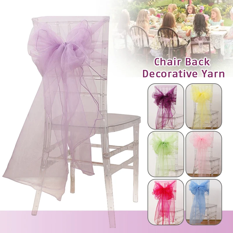 

6 Pcs Sheer Organza Chair Sashes Bow Cover Band Bridal Shower Chair Knot Sashes Wedding Party Banquet Decoration