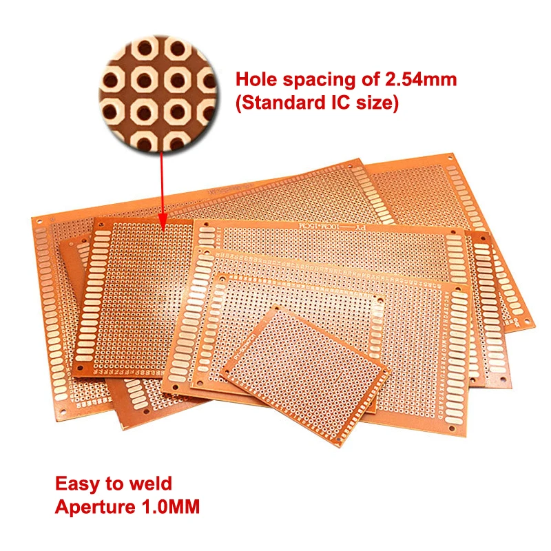 Pcb Universal Board Single Pcb Board Prototype Geperforeerde Raster Board Kit Experimentele Bakeliet Koperen Plaat Printplaat