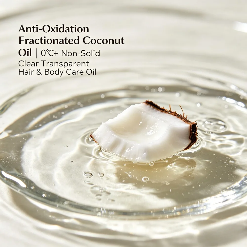Fractionated Coconut Oil 0℃+ Non-Solid | Clear Transparent Anti-Oxidation Stable Carrier Oil for Skin Hair Massage