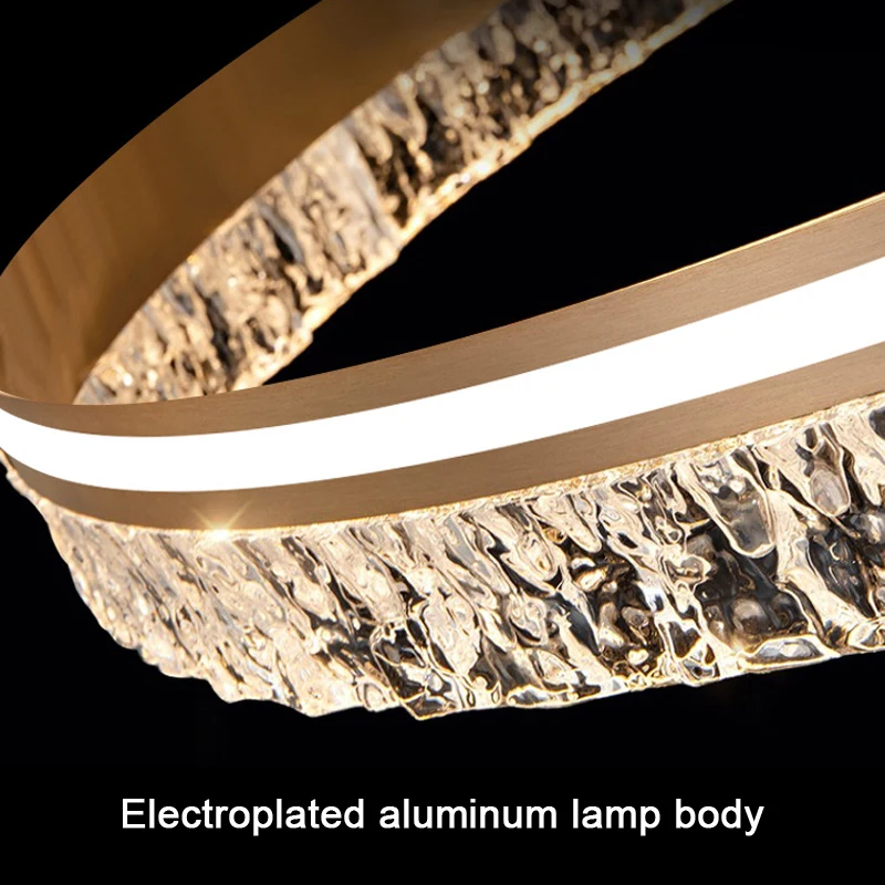 Modern Luxury Style LED Ceiling Light For Living Room Bedroom Dining Room Pale Gold Luster Lamp Round Ring Design Chandelier