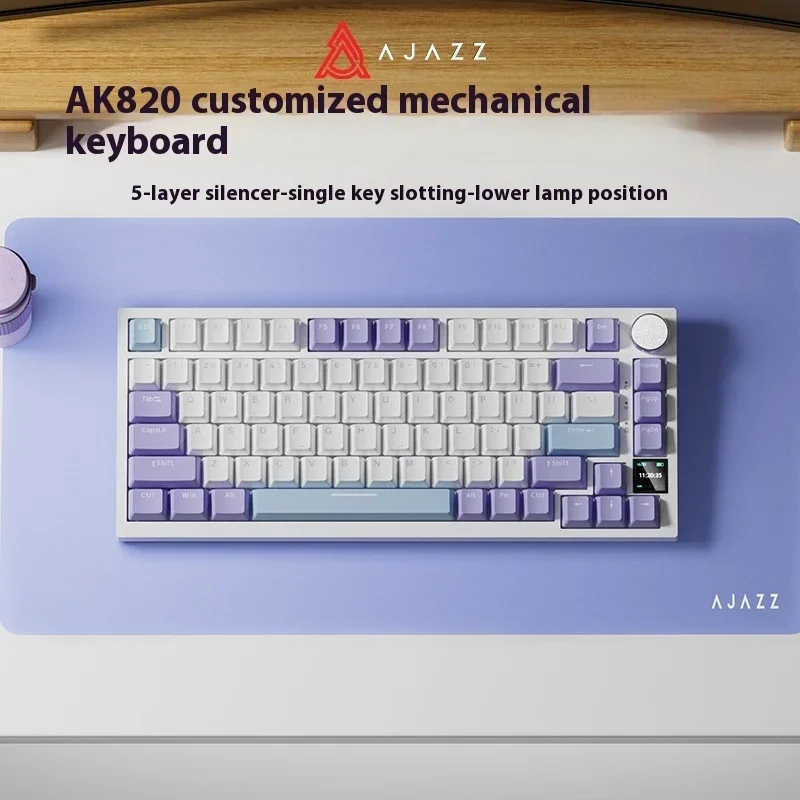 

Ajazz Ak820 Mechanical Keyboards Gaming Keyboard Bluetooth Wireless Keyboard 3 Mode Hot Swap Rgb Backlight Custom Gamer Keyboard