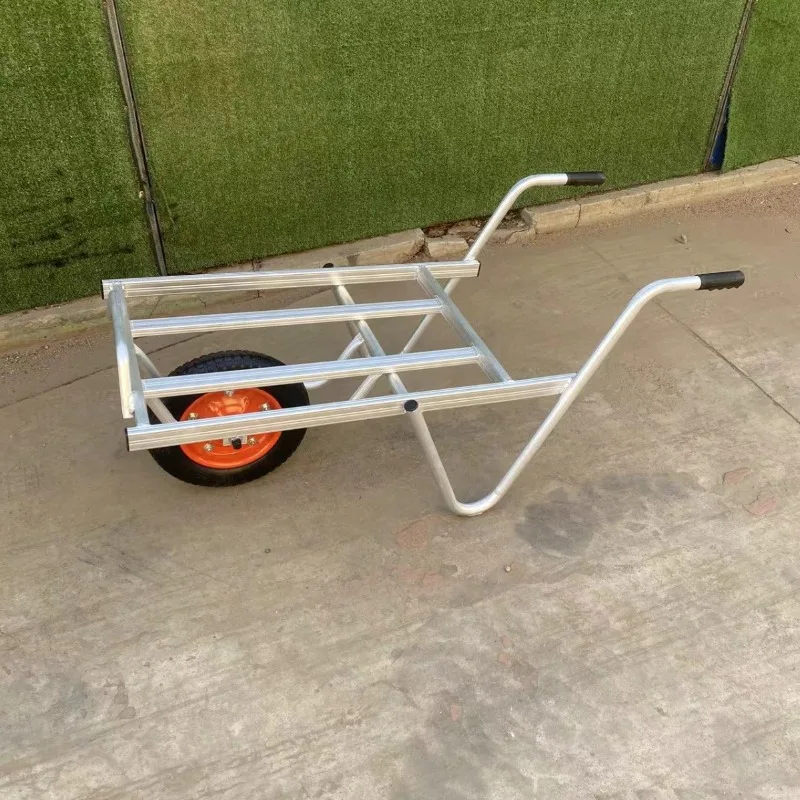 

Aluminum alloy single wheel double basket logistics flat trolley portable trolley mute trolley