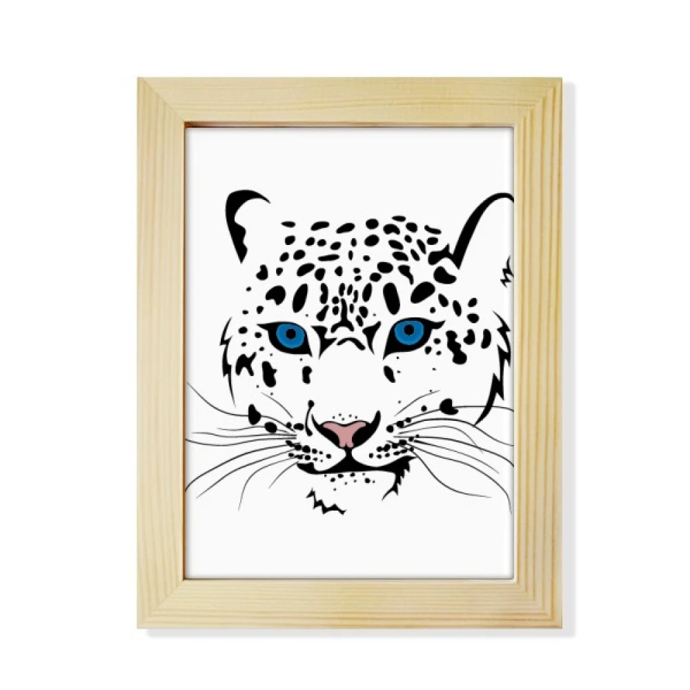 White Tiger Head Animal Desktop Adorn Photo Frame Display Art Painting Wooden