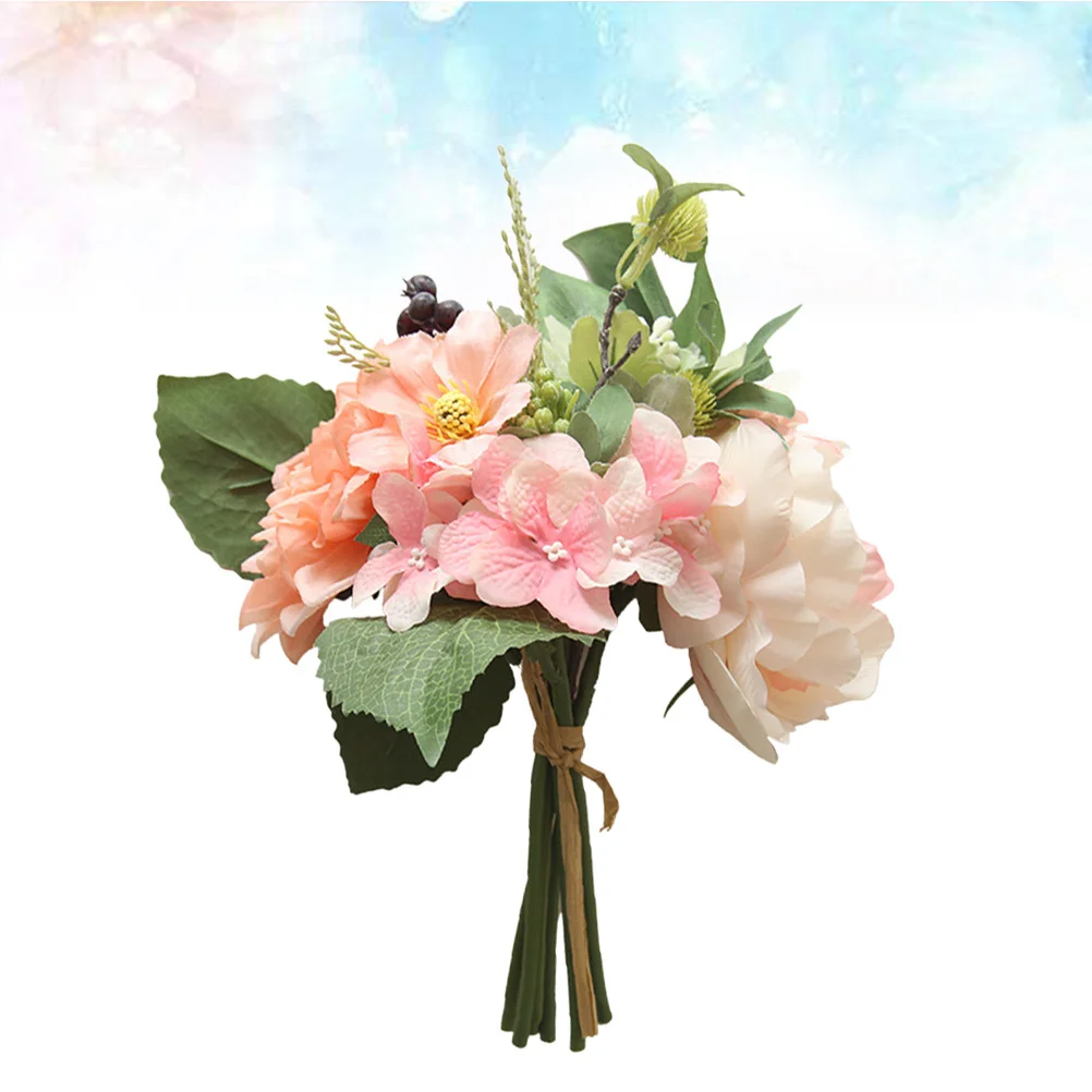 

1Pcs Artificial Peony Flower Bouquet Natural Peach Pink Simulation Dahlia Berry Home Decoration Ornament for Garden Party