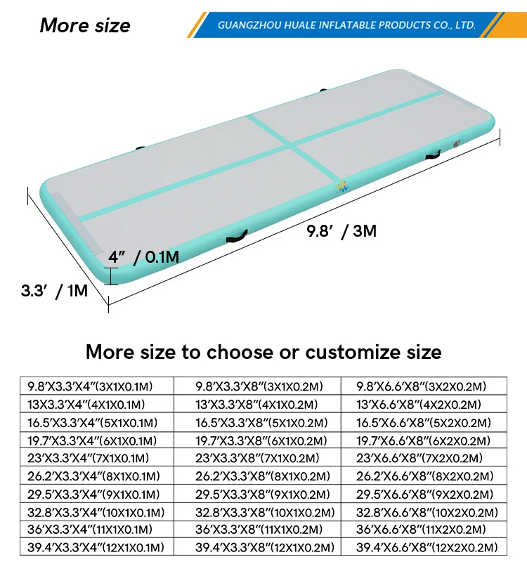 Factory Custom Size 15M 20cm Thick Waterproof PVC Inflatable Air Track Mat for Commercial Gymnastics Gym Training