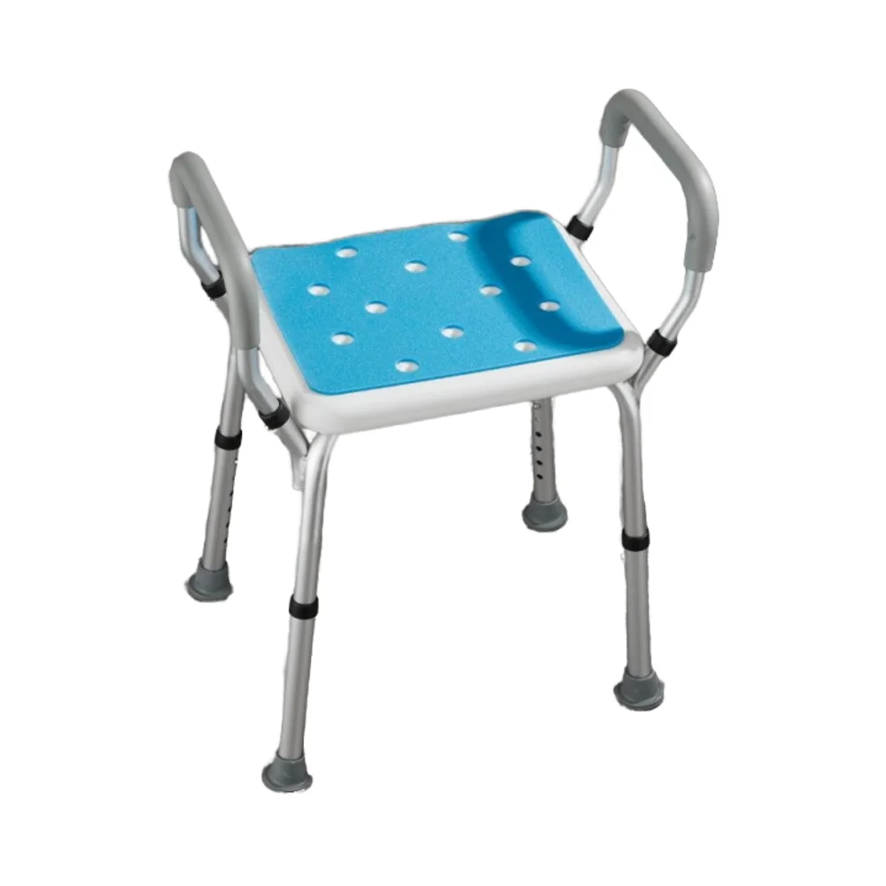

Lightweight Modern Design White Blue Bath Chair Shower Seat Stool for Elderly for Hotel Use