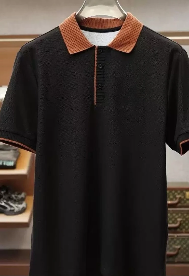 Italian bc pearl knitted cotton old money wind lapel polo shirt