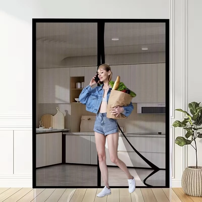 Black Strong Magnetic Door Screen Mosquito Net  Mesh Fibreglass Gauze Insect Suitable Outdoor and Indoor Use