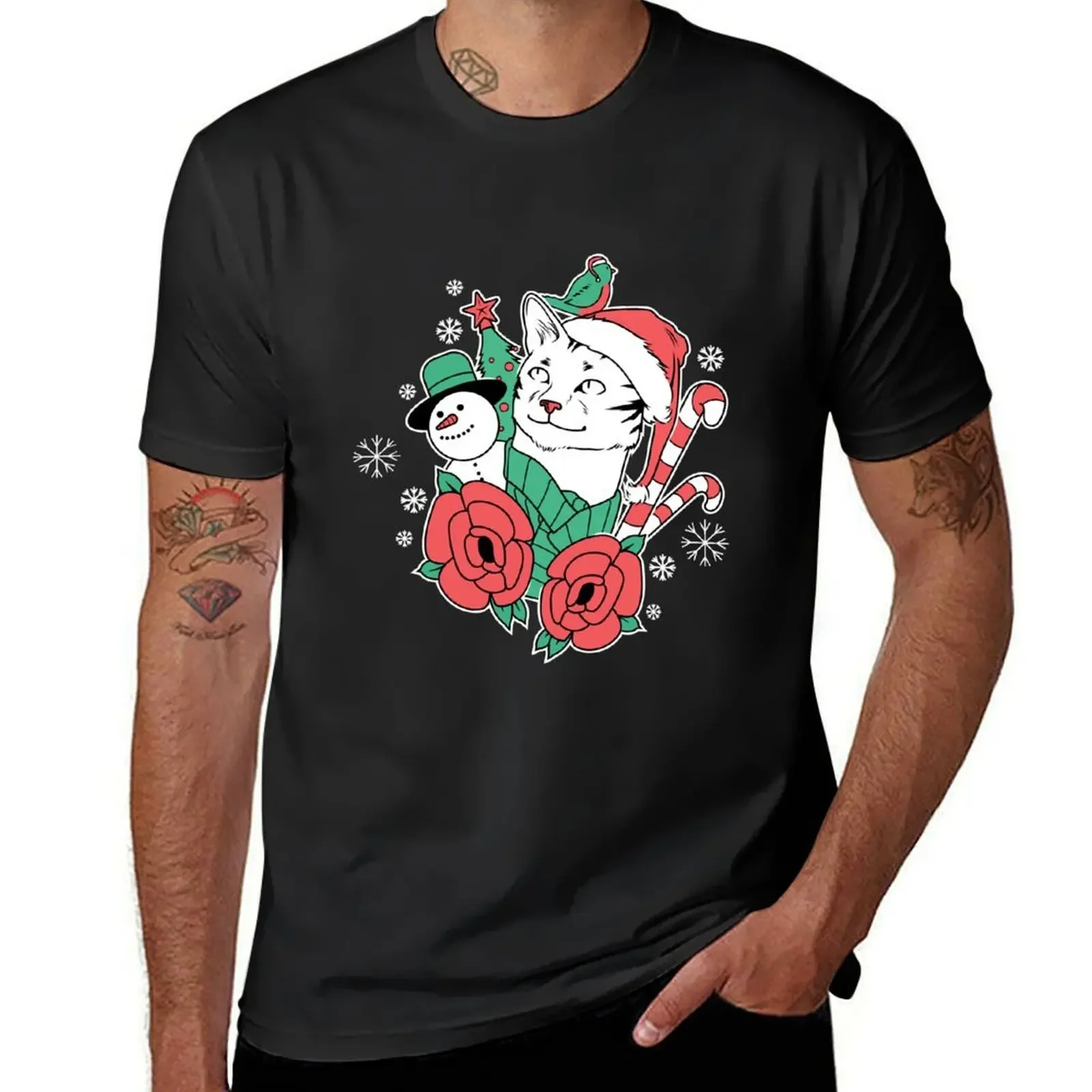 

Christmas cat T-Shirt clothes summer shirt sweat Anime t-shirt mens designer t shirt