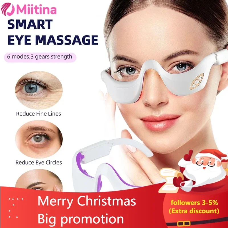 Miitina LED Microcurrent Pulse Eye Massager Relieves Eye Fatigue, Fades Dark Circles, Wrinkles, Heat Treatment,Eye Beauty Device