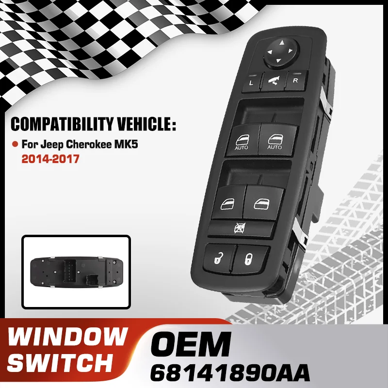 

68141890AA Car Electric Power Master Window Switch Lifter Console Button For Jeep Cherokee KL MK5 2014 2015 2016 2017 9+3 Pins