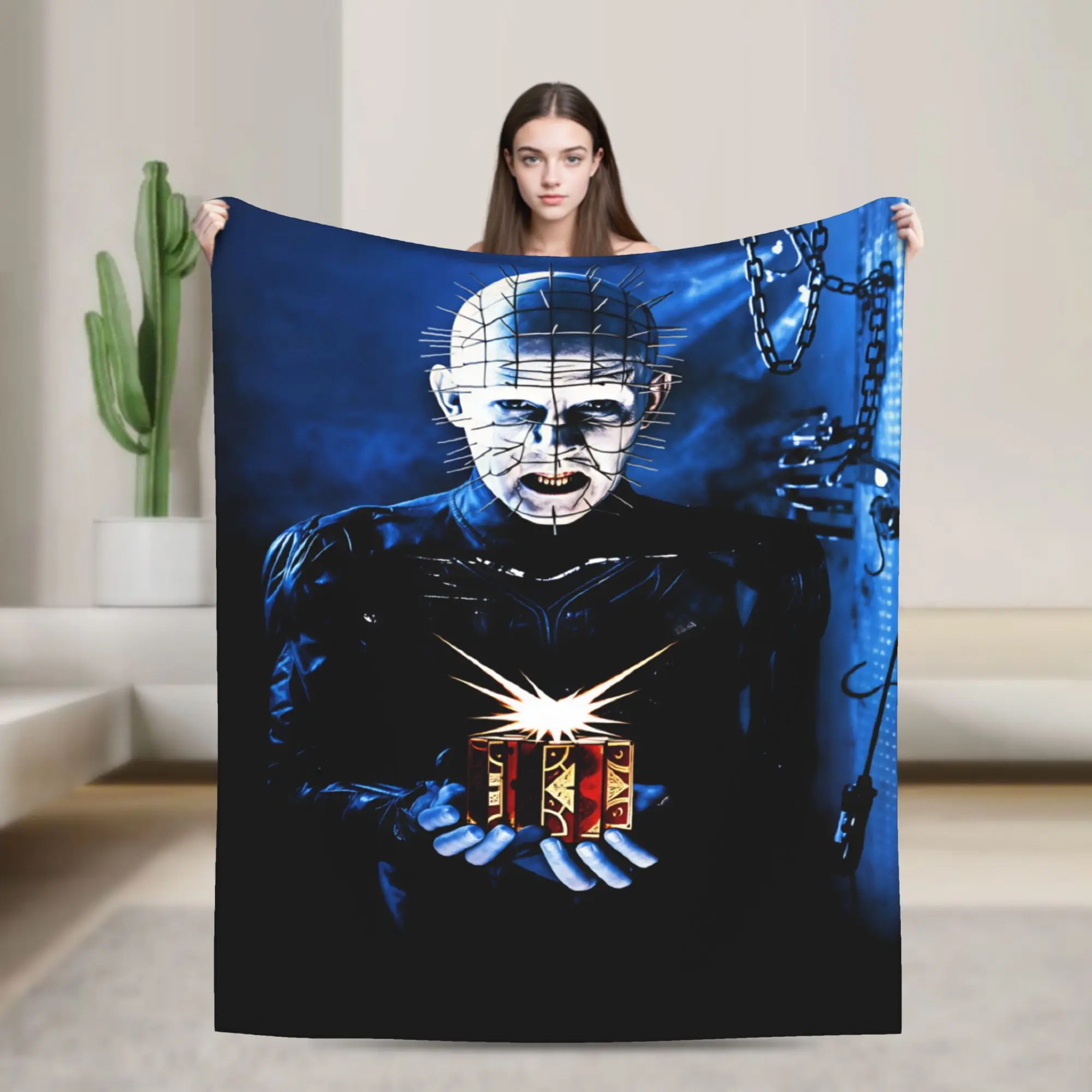 Hellraiser Horror Movie Blanket Decorative Flannel Throw Blanket For Couch Chair Sofa Bed Warm Soft Quality Bedspread Gift Idea