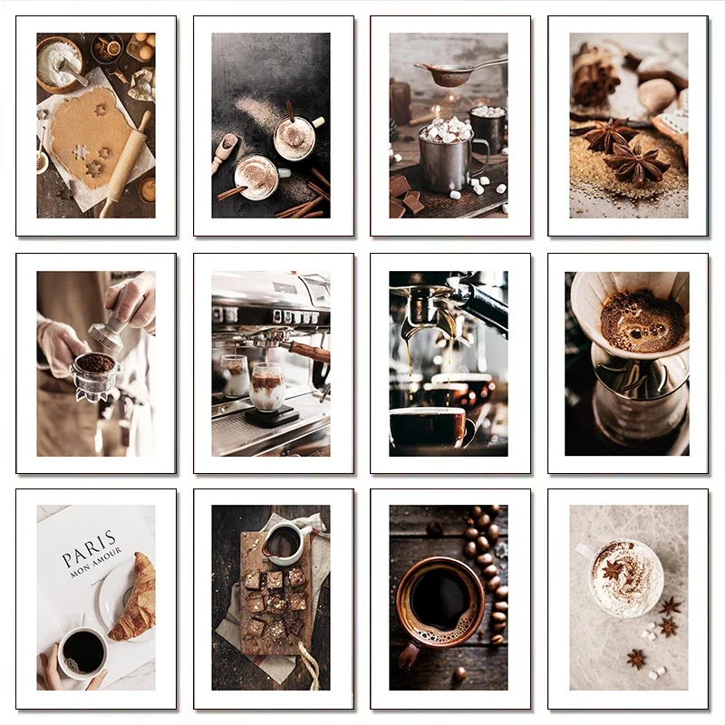Modern Coffee Bread Poster Canvas Paintings and Prints Pictures Wall Art for Living Room Home Kitchen Restaurant Decor Cuadros