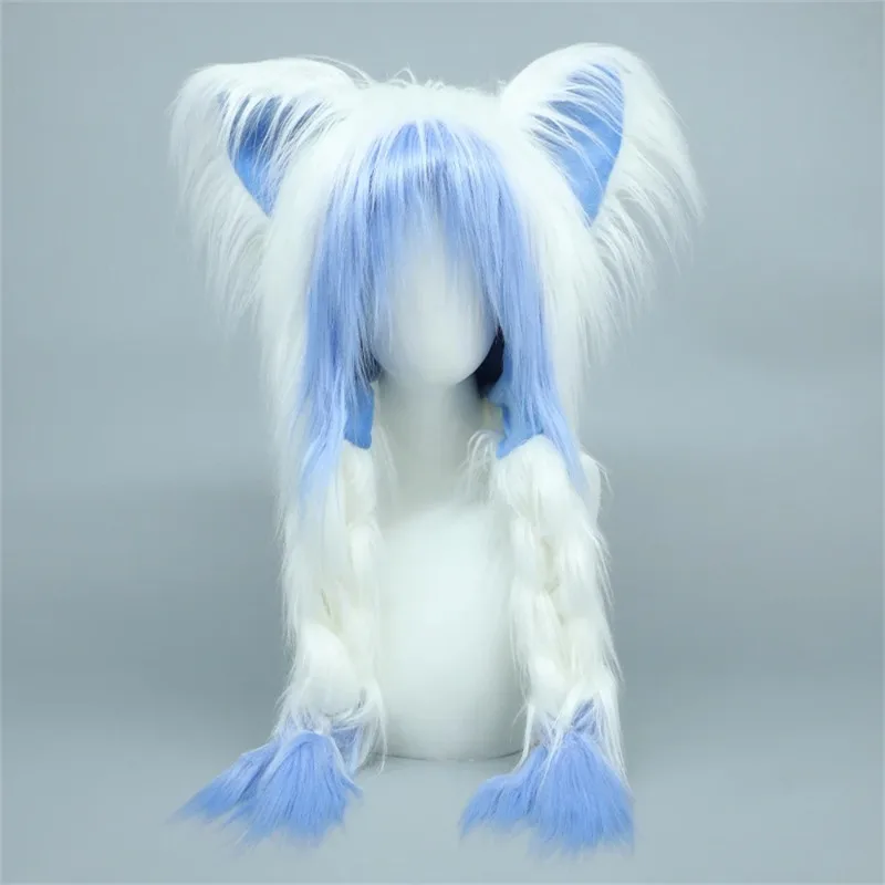 3 Colors Fursuit Plush Animal Cosplay Cat Hat Furry Wig Anime Props Doll COS Kig Cute Ear Kigurumi Costume Party Earmuffs