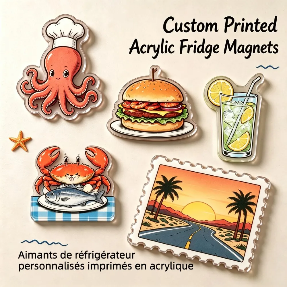 Custom Printed Acrylic Fridge Magnets High-definition Transparent Acrylic Fridge Magnet UV Printed Refrigerator Magnet
