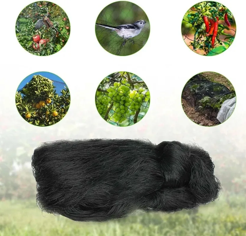 Bird Net 5 x 15 m Bird Net Hunting Nets Bird Nets Nylon Mesh for Protection of Orchards Vegetables Gardens Chicken Coops (Black)