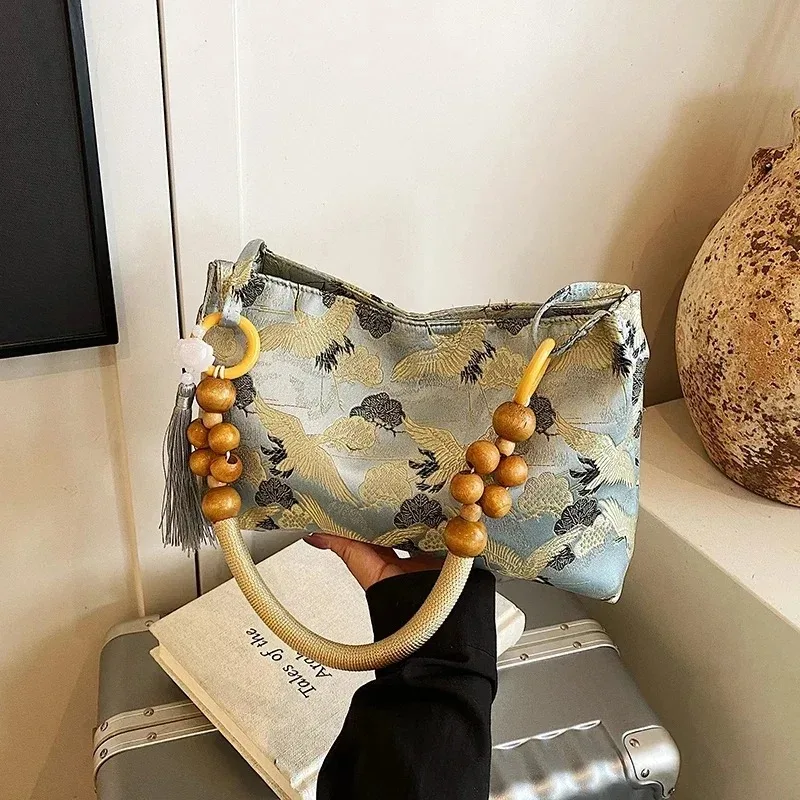 

Embroidered National Style Hasp Sewing Thread Shoulder Bags Tassel Decoration 2025 Spring New Hot Sale Women's Handbags