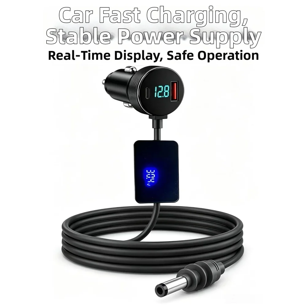 For Starlink For Mini Compatible 3-in-1 Car for Power Cable 100W Max Output 30V 2A Dual USB Ports with Digital Display and for