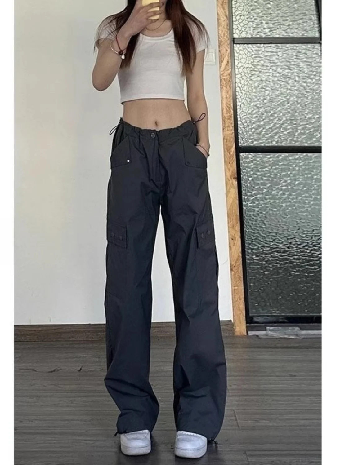 

Американский Sle, большие размеры, прямые брюки с высокой талией, рабочая одежда, женские повседневные брюки свободного покроя, осеннее новое поступление