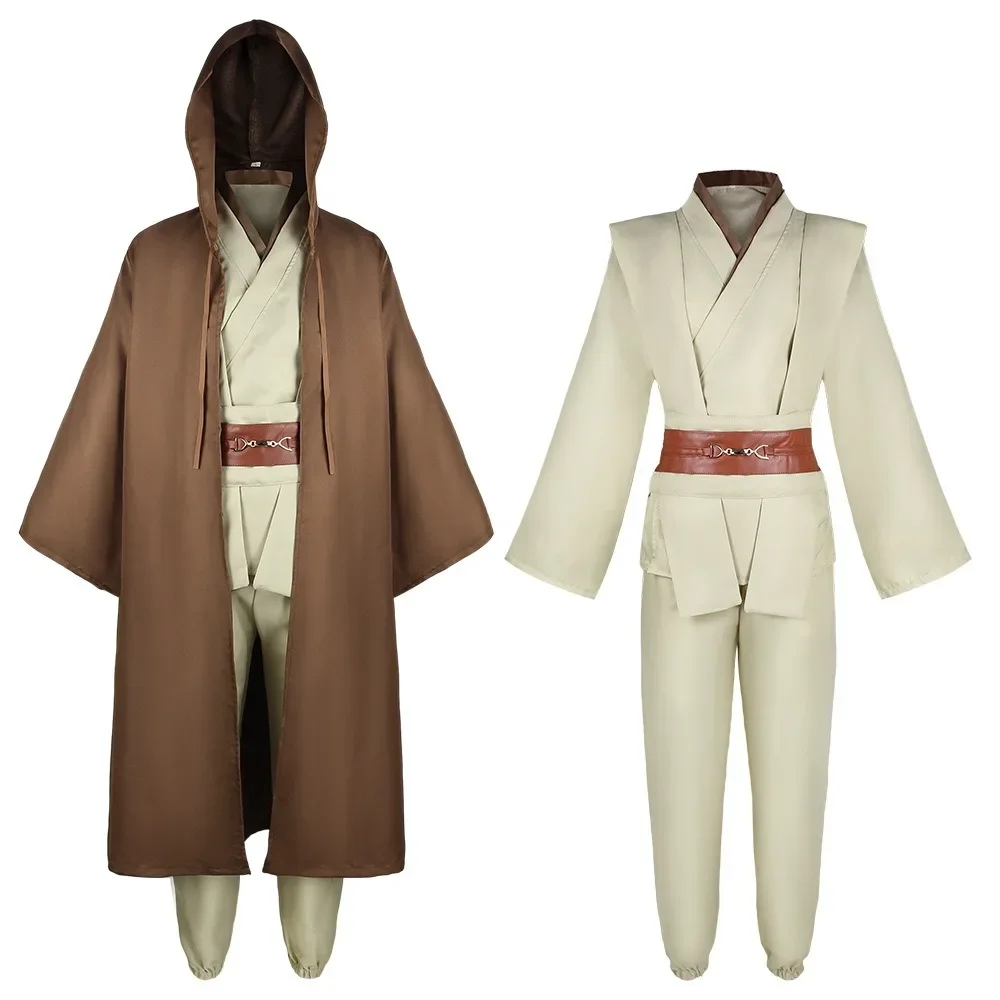 Obi Wan Kenobi Kostüm Jedi Ritter Tunika Kleidung Anzug Robe Umhang Mit Kapuze Uniform Komplettes Set Erwachsene Männer Halloween Cosplay Kleidung