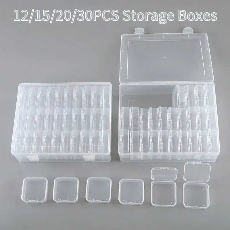 12/15/20/30pcs In 1 Set Beaded Storage Box Nail Art Jewelry Earring Storage Case Translucent Box Packing Box Storage Container