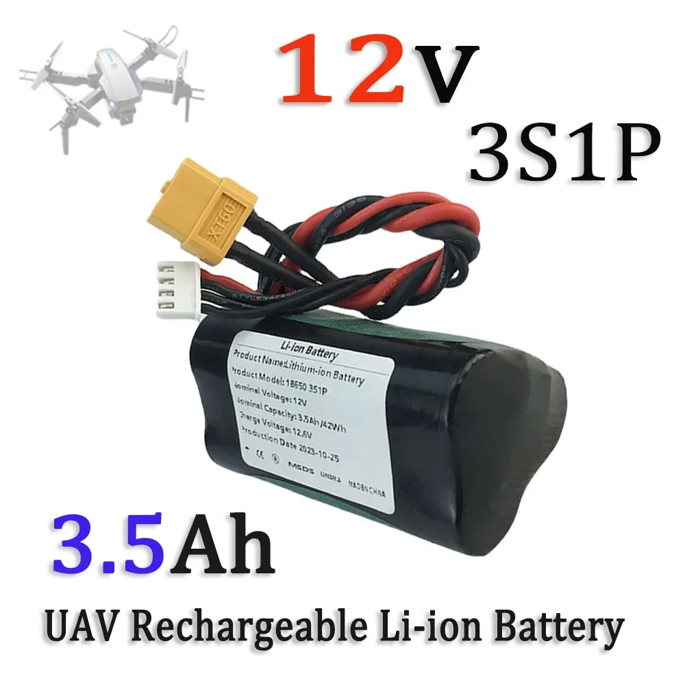 

3S1P 12V 3.5Ah 12.6V High Capacity UAV Rechargeable Li-ion Battery For Various RC Airplane Quadrotor XH2.54-4P XT60