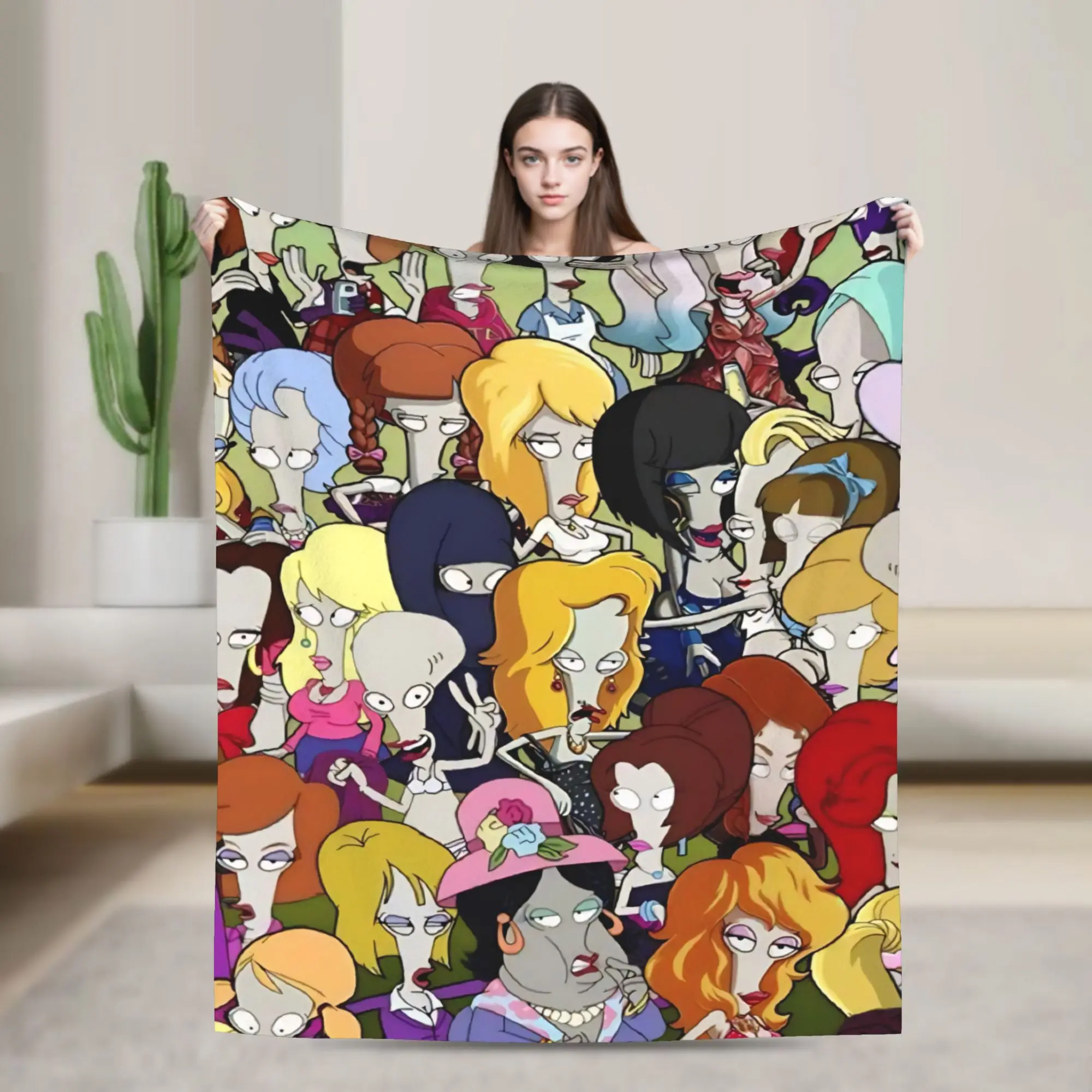 Americans Dads cartoon Stuff Blanket Super Soft Flannel  Throw Blanket Relax Quilt
