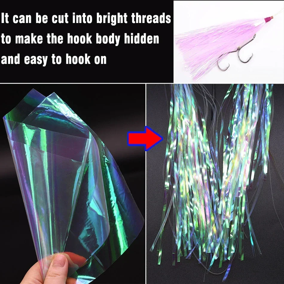 MNFT 2 Stück 16 x 16 cm transparente Fliegenbinde-Regenbogenfolie für Sabiki Rigs – Detail 5