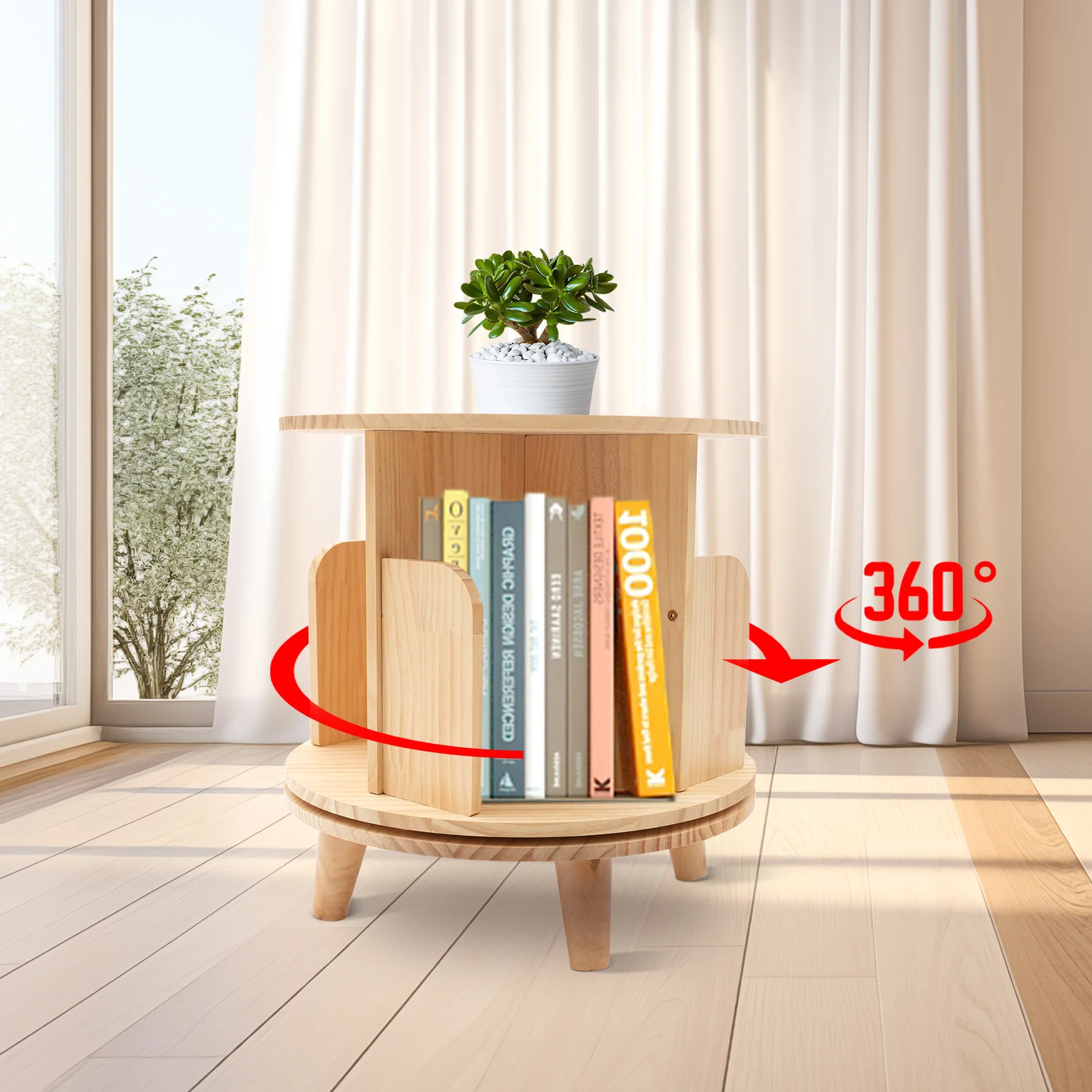 1/2/3/4/5/6 Tiers 360° Display Floor Standing Bookcase Storage Rack for Kids&Adults Multi-Functional Bookshelf Organizer